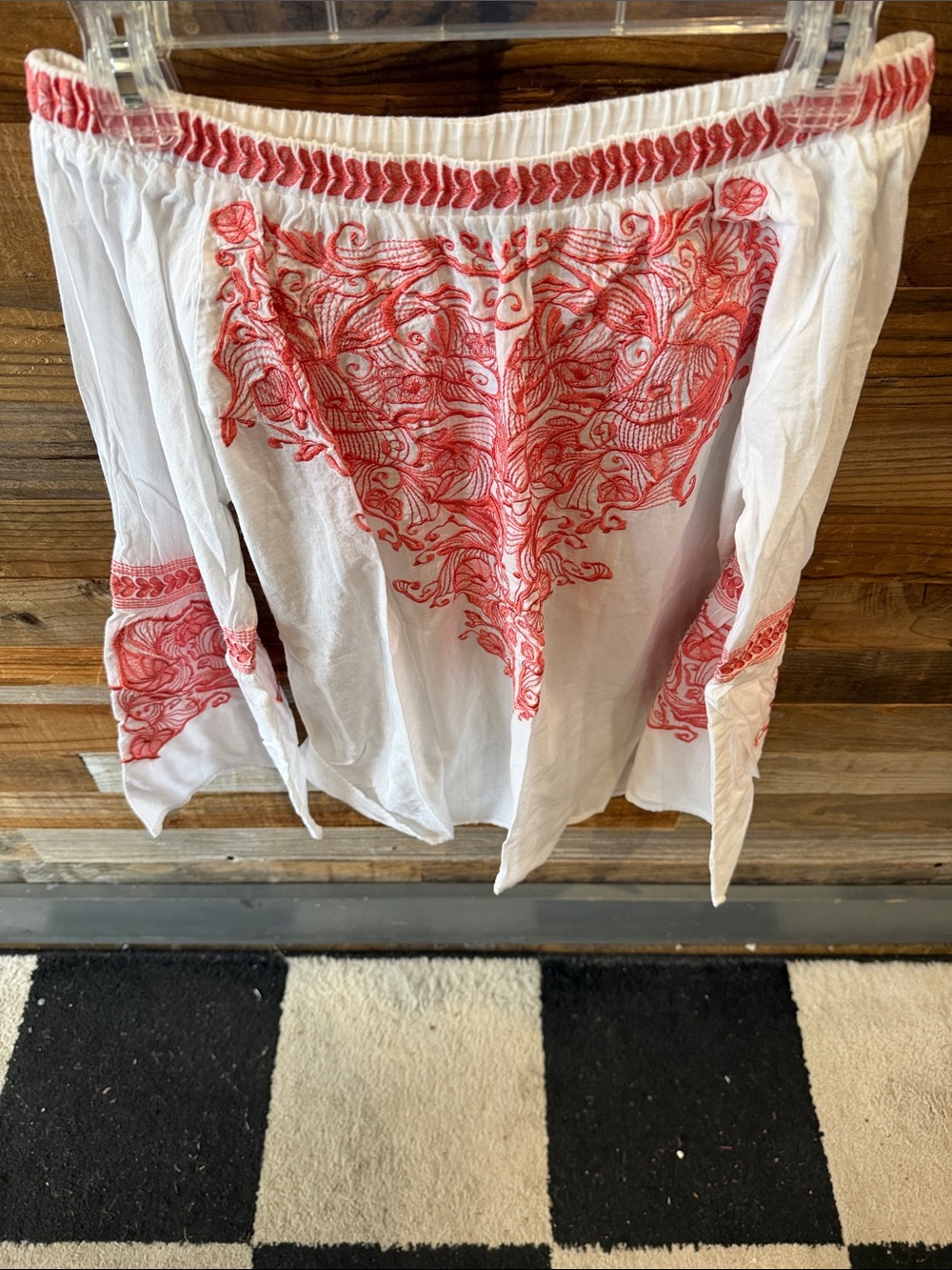 TAJ by Sabrina Crippa White Top with Red Embroidery